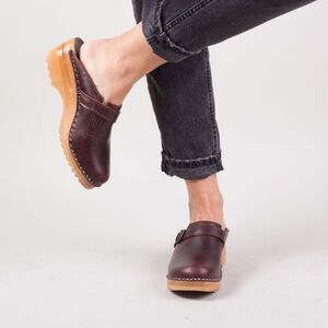 Troentorp Raphael Brown Leather Slip On Clogs Size 8/8.5 US EU 38